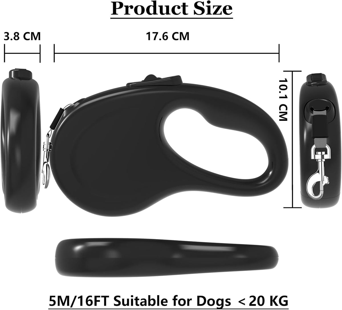 Retractable Dog Leash for Small Medium Dogs - Black - image 2