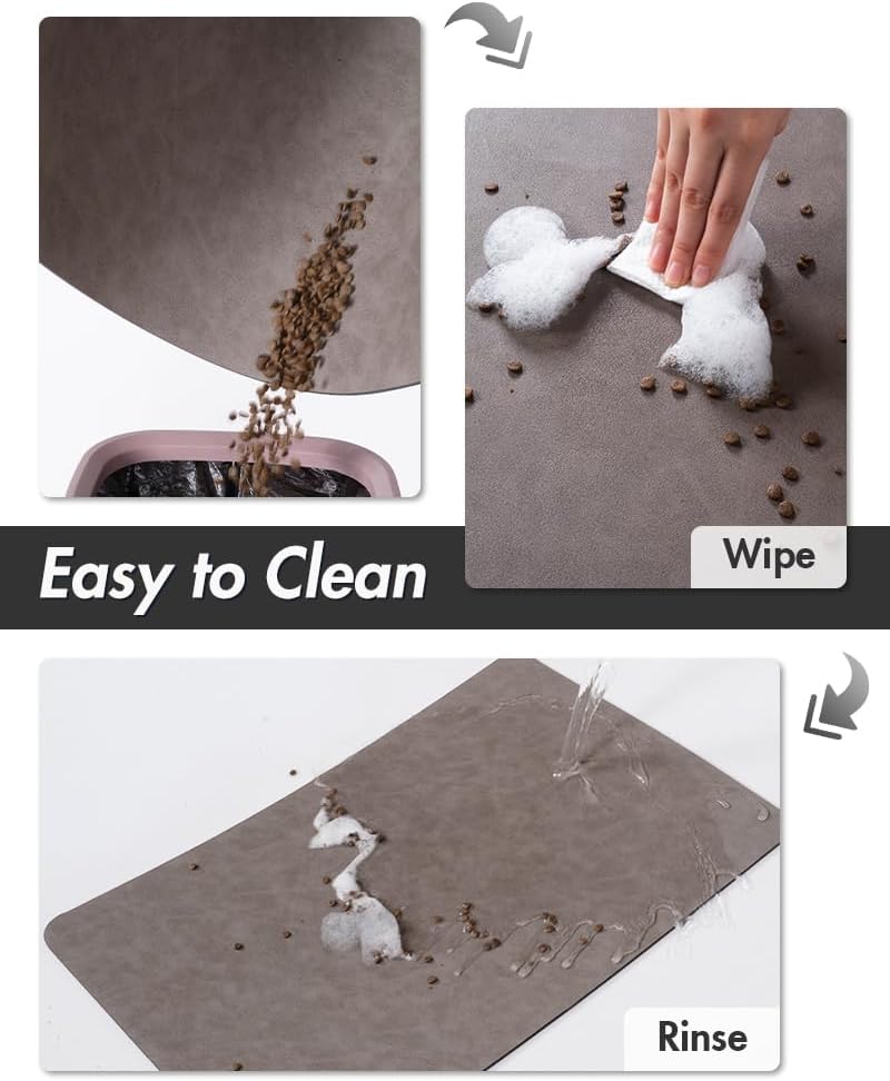 MontVoo-Absorbent Pet Feeding Mat-No Stains Pet Mat for Food - BROWN / 12"x19" - image 3
