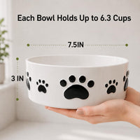 Ceramic Dog Bowls Set, 6.5''×2.5'', with Anti-Slip Rings - 7.5 in - image 4