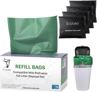 Pet-Fusion Compatible Bags for Cat Litter Pail/Dog Waste Station - 15 Bags + Deodorizer Bundle