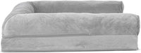 Furhaven Orthopedic Dog Bed for Large/Medium Dogs w/ Removable Bolsters & Washable Cover, For Dogs Up to 55 lbs - Faux Fur & Velvet Sofa - Smoke Gray, Large