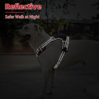PUPTECK No Pull Dog Harness for Large, Adjustable Reflective Dog Harness with Handle Easy Control, Comfortable Soft Padded Pet Vest Harness for Large Dogs, Red L