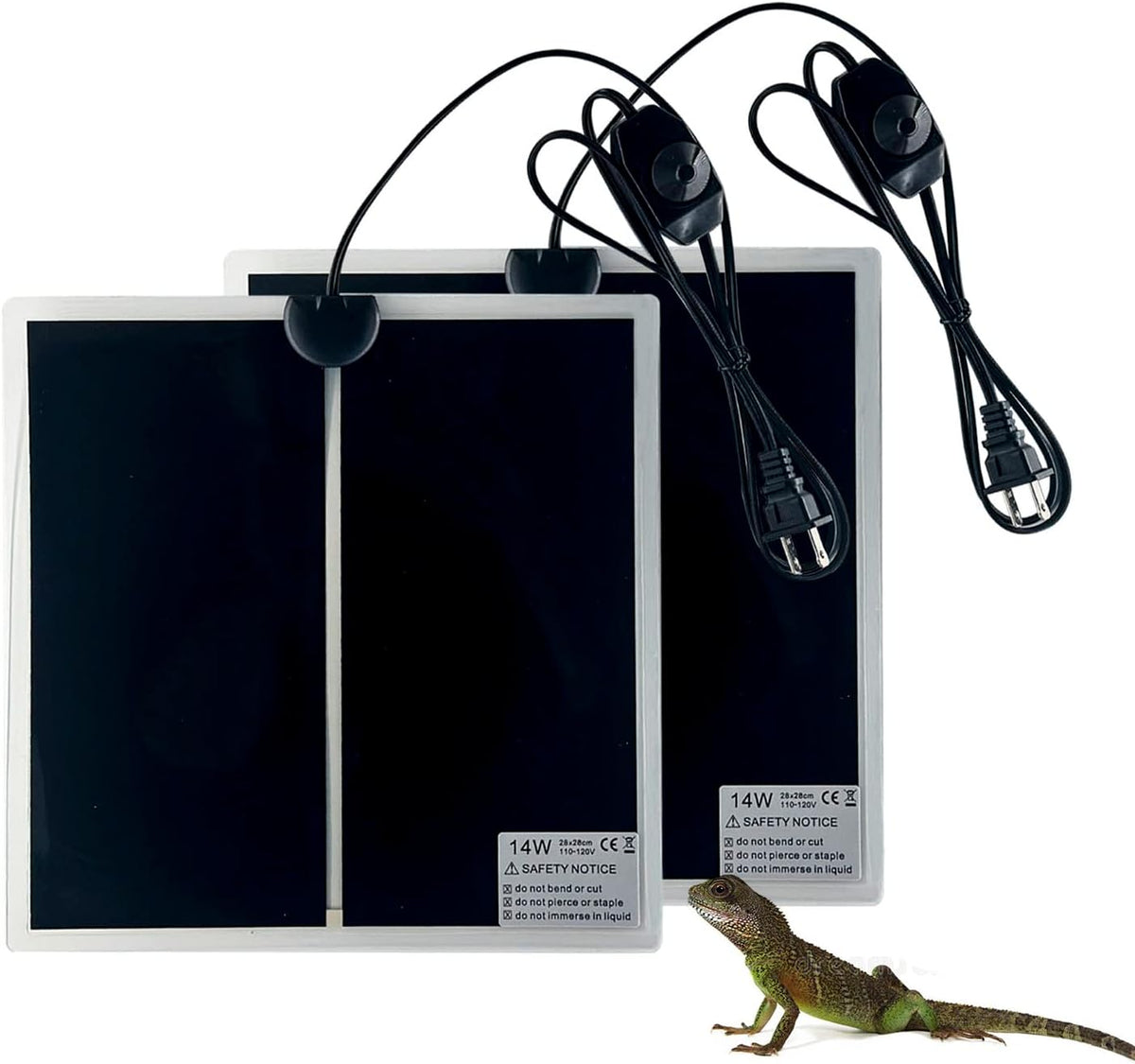 Reptile Heating Mat, Removable Terrarium Heat Mats - 2PCS,14W