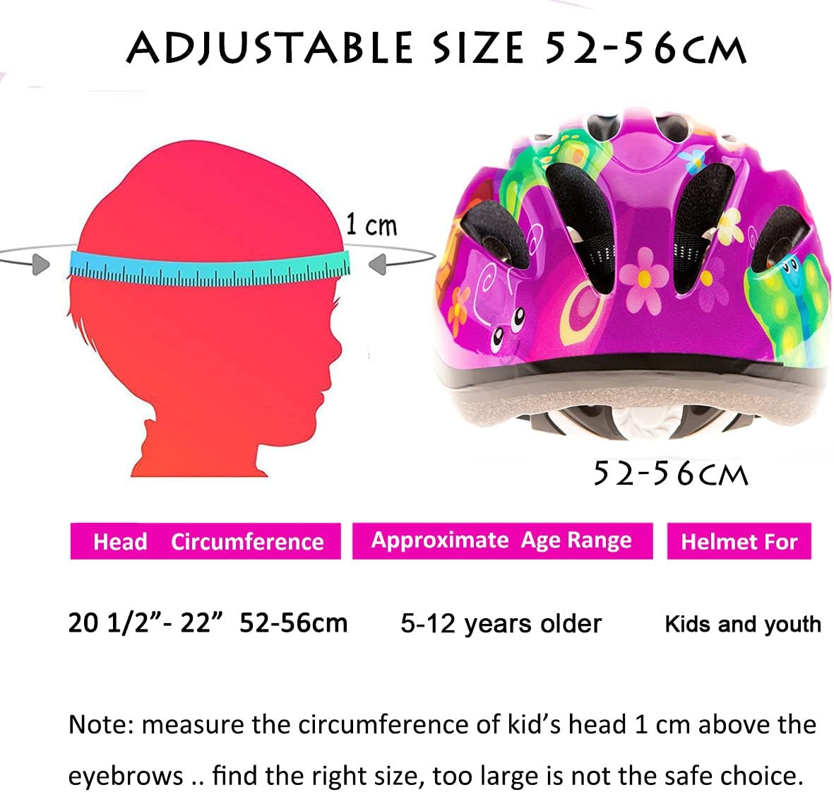 BeBeFun girls bike helmet in pink with 12 air vents and adjustable fit knob, ages 3 to 10 - view 30
