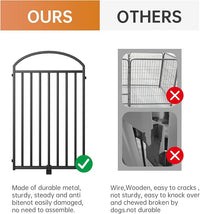 4 Panles Full Matel Freestanding Dog Gates with Door, 96"Extra Wide 32"Tall Free Standing Dog Pet Gate for Indoor & Outdoor. Foldable Pet Fences for Doorways, House, Stairs, Porch, Deck, Yard