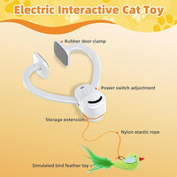 Interactive Cat Toys for Indoor Cats Automatic Electric Flying Bird Feather Wand Toy - Best Kitten & Adult Cat Enrichment Stimulation Toy Hanging Electric Kitty Toys for Bored Cats（White）