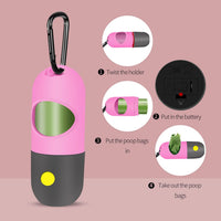 2 Pack Dog Poop Bag Dispenser with Built-in LED Flashlight - Pink - image 4