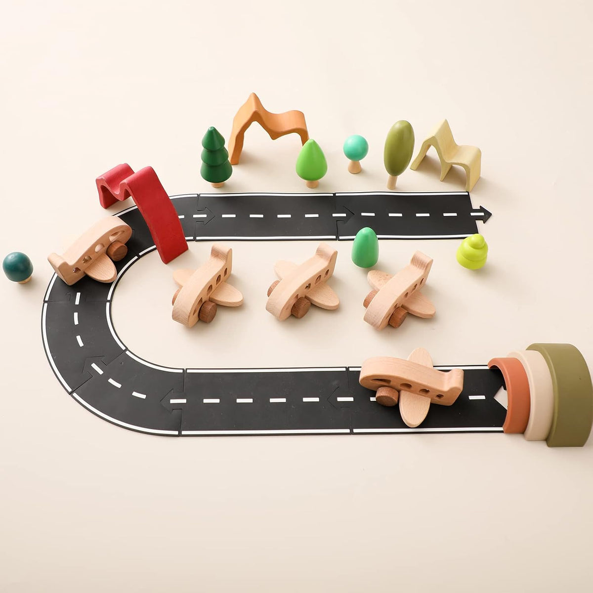 Ibwaae wooden airplane toy for toddlers, beech wood push along plane - view 7