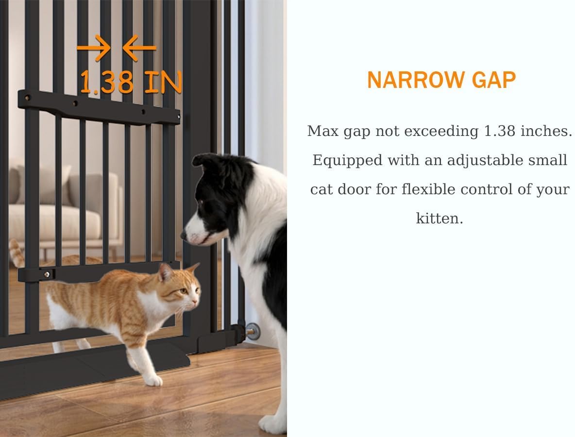71" Extra Tall Cat Gate 29.5-40.6 Wide Pet gate with Small Cat Door - Black / 71 inches SET A - image 4