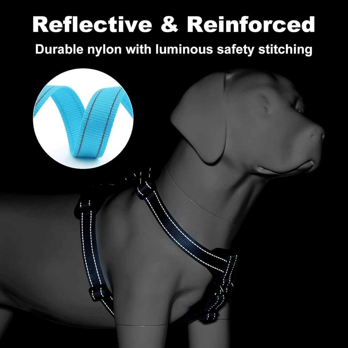 Plutus Pet No Pull Dog Harness with Leather Accents - S / Light Blue - image 4