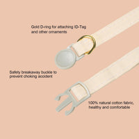 Breakaway Cat Collar with Bow Tie and Bell Adjustable Soft Corduroy - Small: Neck 7.5" - 11.0" / Bunny Ear - Cream - image 3