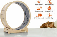 Star Cat Wheel, Cat Treadmill, Exercise Wheel for Running, Spinning, Scratching, and Climbing for Indoor Cats, Premium Birch Wood, Eco-Friendly, Moving Fish, Wide Running Track, 47.2 inch XL Size