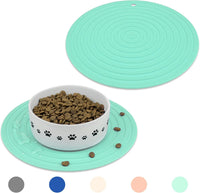 Pet Food Mat for Dog and Cat Placemat 2 Pcs - 9.5"L x 9.5"W / Green