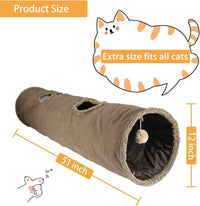 Cat Tunnel for Indoor Cats, 51×12 inch Foldable Big Cat Tunnel - Brown - image 4