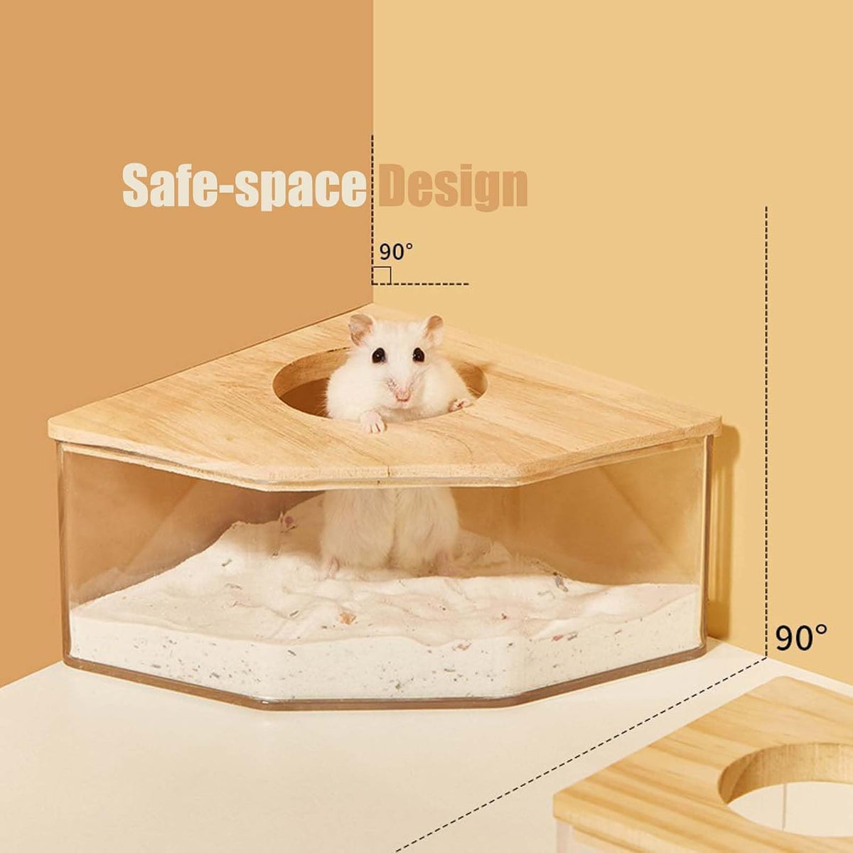 Hamster Sand Bath Box, Pentagon Sand Container with Ladder – Essentials for Small Pets - Pentagon / L - image 4
