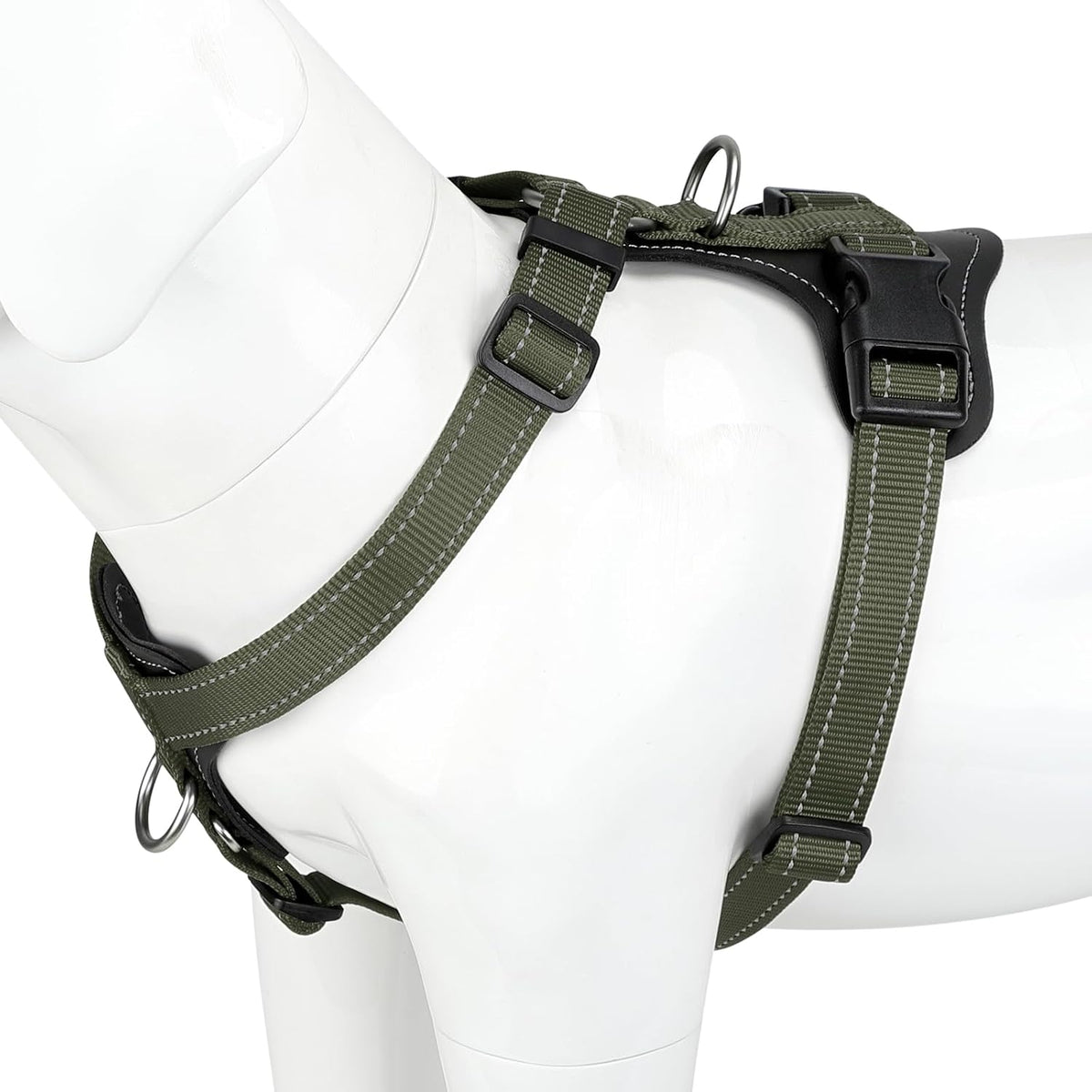 Plutus Pet No Pull Dog Harness with Leather Accents - S / Ranger Green