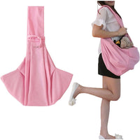 Reversible cotton pet sling carrier bag for cats and dogs with safety collar hook - view 2