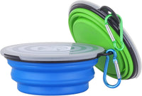 Collapsible Dog Bowl, with Lids - Small / Blue+Green - image 2