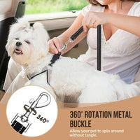SlowTon Dog Seat Belt for Car, 2 Pack Dog Car Harness Seatbelt Adjustable with Elastic Bungee Buffer, 2 in 1 Pet Car Leash Headrest Restraint Dog Reflective Safety Tether (S, Black, Headrest+Clip)