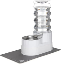 Sfozstra Large Dog Water Dispenser: 8L Automatic Stainless Steel White Water Feeder with Waterproof Pad - Raised Edge Water Dispenser for Dogs & Cats Easy Clean