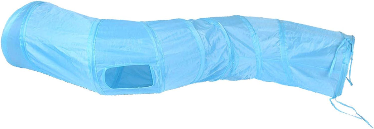 iCAGY Cat Tunnel Toys for Indoor Cats Kittens Rabbits - 47" (Shape S) / Blue