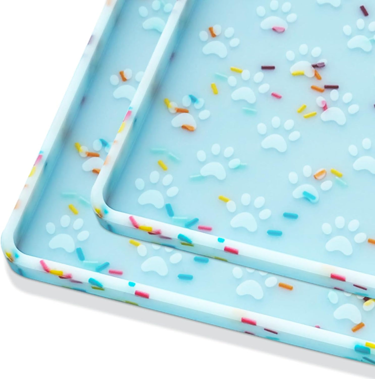 Pet Placemat for Dog and Cat - 24.5"L x 16.5"W - 2 Pack / Donut-Blue