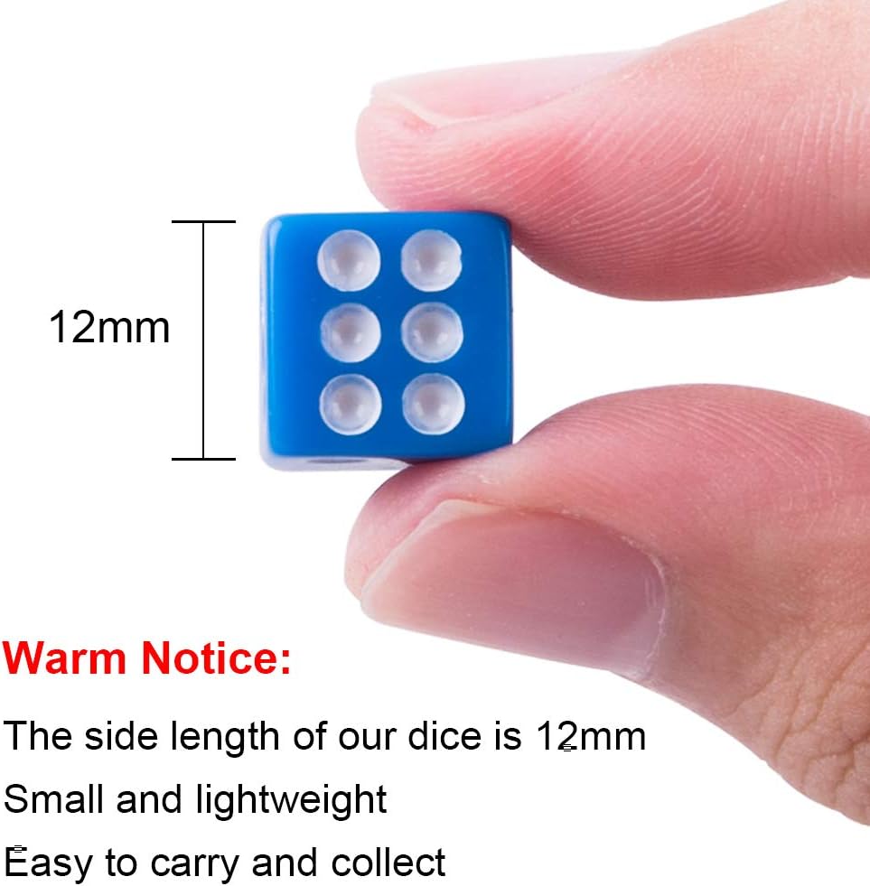 AUSTOR 100 Pcs 12mm Dice 6 Sided Game Dice Set with a Drawstring Pouch – Fun for Kids & Family - Solid Square, 12mm - image 2
