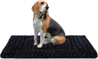 Exsnugy Washable Dog Bed Mat Medium Size Fluffy Pet Crate Pad 36x23 – Essentials for Dogs - Black / 36.00" x 23.00" x 1.50"