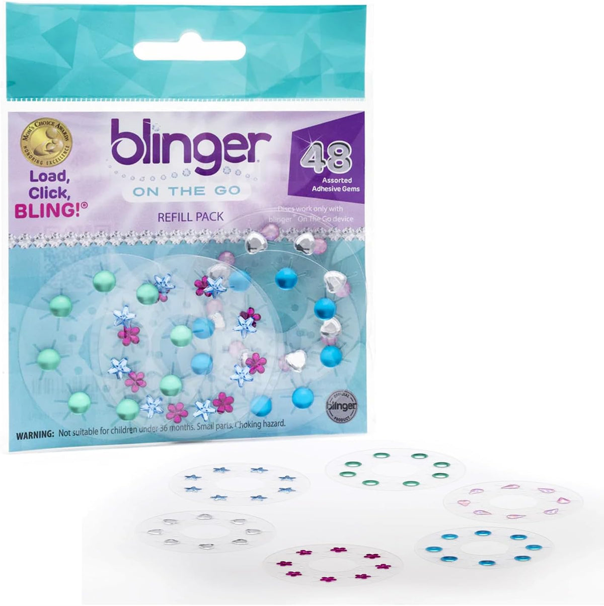 blinger mini starter set with clip-on gem styling tool and 10 mini rhinestone discs - view 2