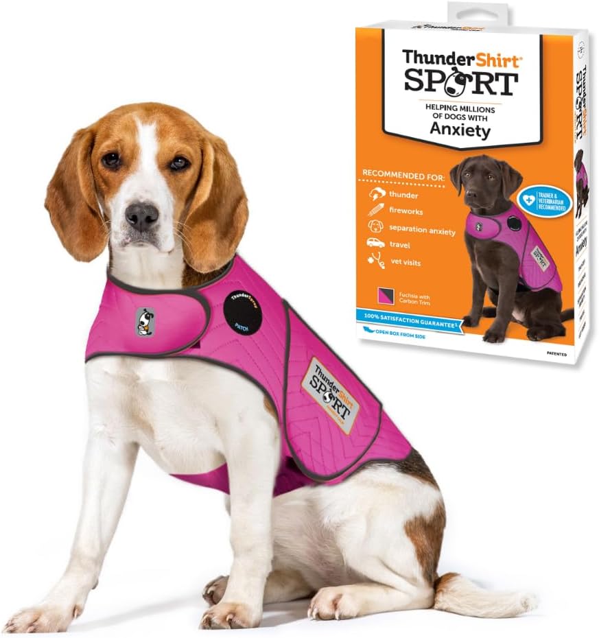 ThunderShirt for Dogs Calming Anxiety Vest, Platinum Sport - Medium / Fuchsia