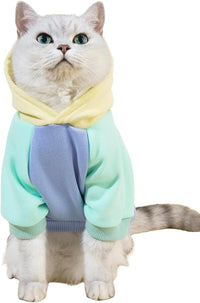 Basic Dog Hoodie Sweatshirt Puppy Sweater Warm Cat Costumes Pet - X-Large / Yellow and Blue