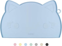 Coomazy Cat Food & Water Mat Thicker Non-Slip Silicone Mat - Blue / 17.7''L x 10''W