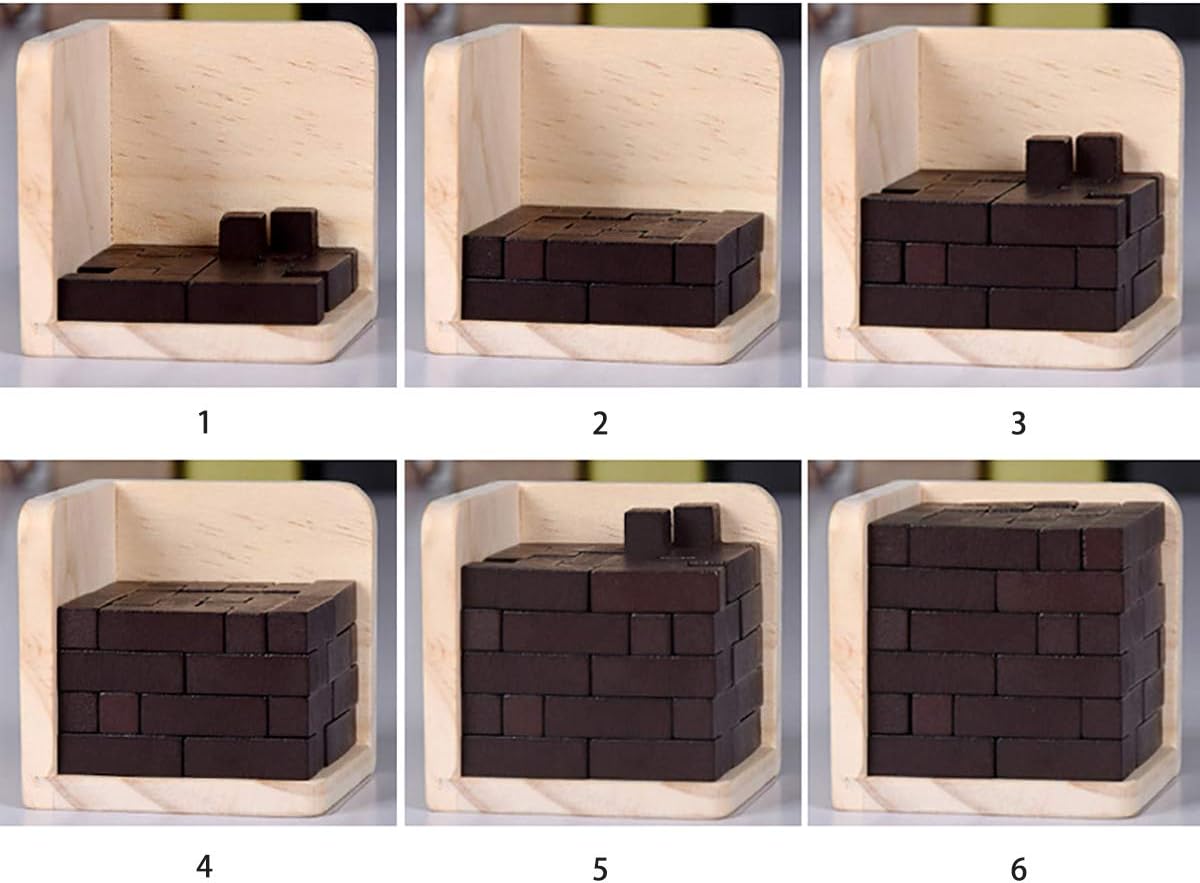 Wooden Brain Teaser Puzzles Cube Stocking Stuffers Wooden Puzzles - Coffee - image 4