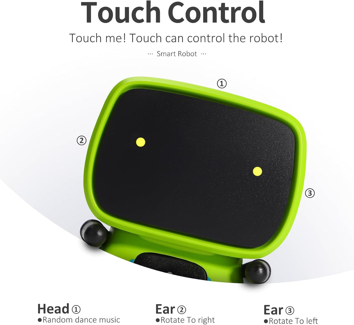 GILOBABY Smart Robot, Touch & Voice Control Interactive Toy for Kids 3-5 – Fun for Kids & Family - Green - image 3