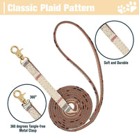 Dog Collar and Leash Set - Embroidery Floral Dog Bow Tie and Bandana Collar with Bell, Cute Flower - Beige / X-Small - image 3