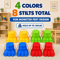 IROO balancing stilts for kids, 4 pairs of monster feet in red, yellow, blue and green - view 3