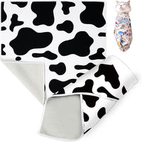 Cat Grooming Wrap, Cat Wrap Self-Adherent, Anti-Scratch Anti-Bite, Anti-Escape Grooming Bag for Cats Nail Clipping, Ear Cleaning, and Teeth Brushing (19.7 × 19.7" Cow Pattern)