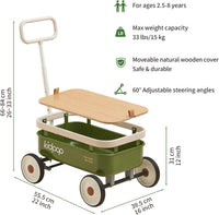 Kidpop PULA-Wild 3-in-1 kids pull along wagon and push walker in white with wooden cover - view 11