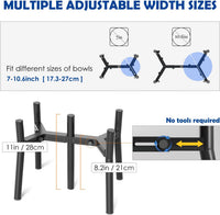 Dog Bowl Stand for Medium & Large Dogs, Adjustable Width 7-10.7" - Height: 11", Width: 7-10.6" / 2-in-1 Black - image 4