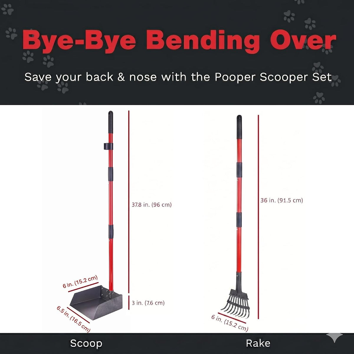 Pooper Scooper for Dogs, Heavy Duty Long Handle Rake - 2 Piece Set - Standard - image 2