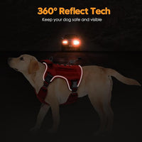 Heavy-Duty Tactical Dog Harness for Large Dogs, No Pull Adjustable Reflective Pet Vest with Molle System, K9 Military-Grade Control for Service Training, Outdoor & 10+ Breeds, Red, XX-Large