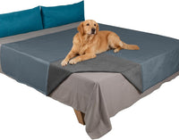 Ameritex Pet Bed Blanket Reversible 100% Waterproof Velvet Super Soft - 82x102 Inches / Blue+darkgrey