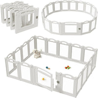 Foldable Clear Acrylic Dog Playpen with Door - White / 16 panels + 1 door / 23.6 inches