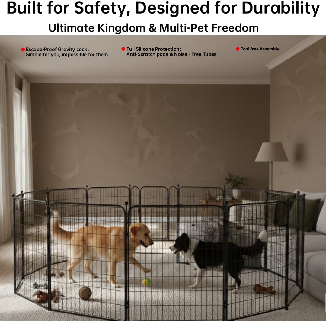 Dog Play Pen Indoors/Outdoor - 12 Panels / 36'' High - image 3