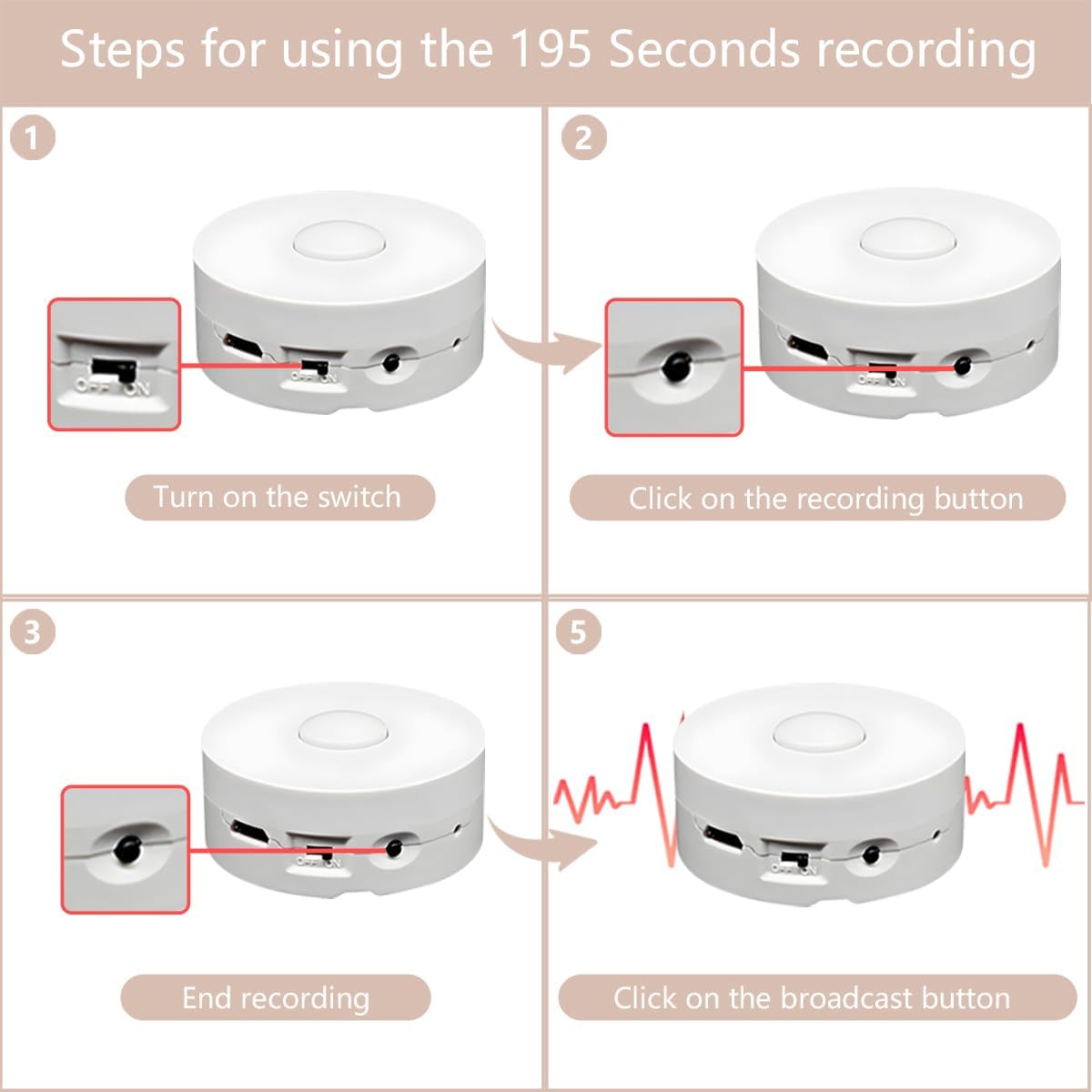 XLW voice recorder for plush toys, small white round recordable sound module - view 5