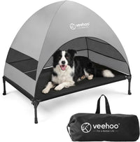 Veehoo Outdoor Dog Bed with Canopy - Black / 42.0"L x 30.0"W x 34.5"Th