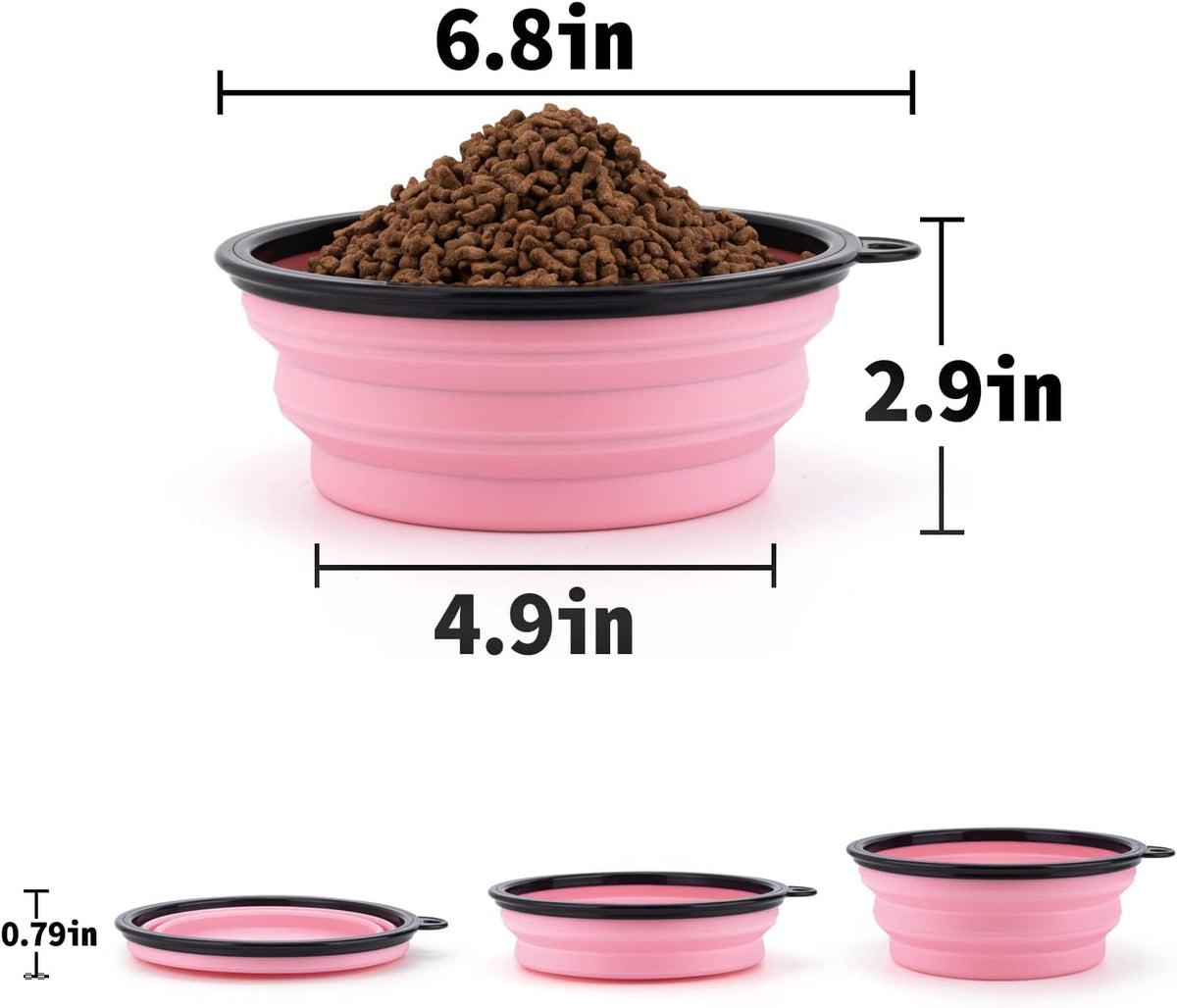 SLSON Dog Bowls Pet Collapsible Bowl with Cover Lids - Fairy Pink and Sprout Green / Large Two-Tone - image 4