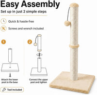 Dimaka Tall Cat Scratching Post Tree Scratcher with Sisal Rope - Light Brown / 29 inches for All Cats - image 3