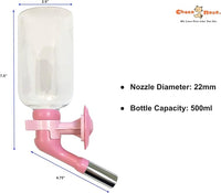 Choco Nose Patented No-Drip Water Bottle/Feeder for Large Dogs Over 50 lbs - Wire Cages, Crates or Kennels. 16 oz. X-Large Nozzle 22mm, Pink