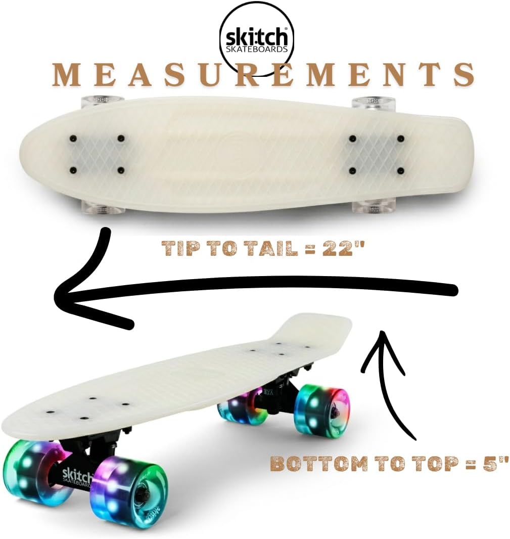 SKITCH Skateboards for Kids, Teens and Adults - Glow Worm (Glow in the Dark) LED+ - image 3